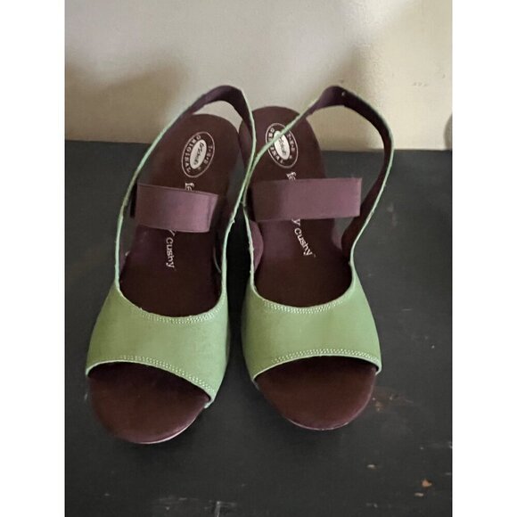 Dr. Scholl’s Originals Feel Crazy Wood Wedge Sandals Sz 10M Green - Picture 3 of 7